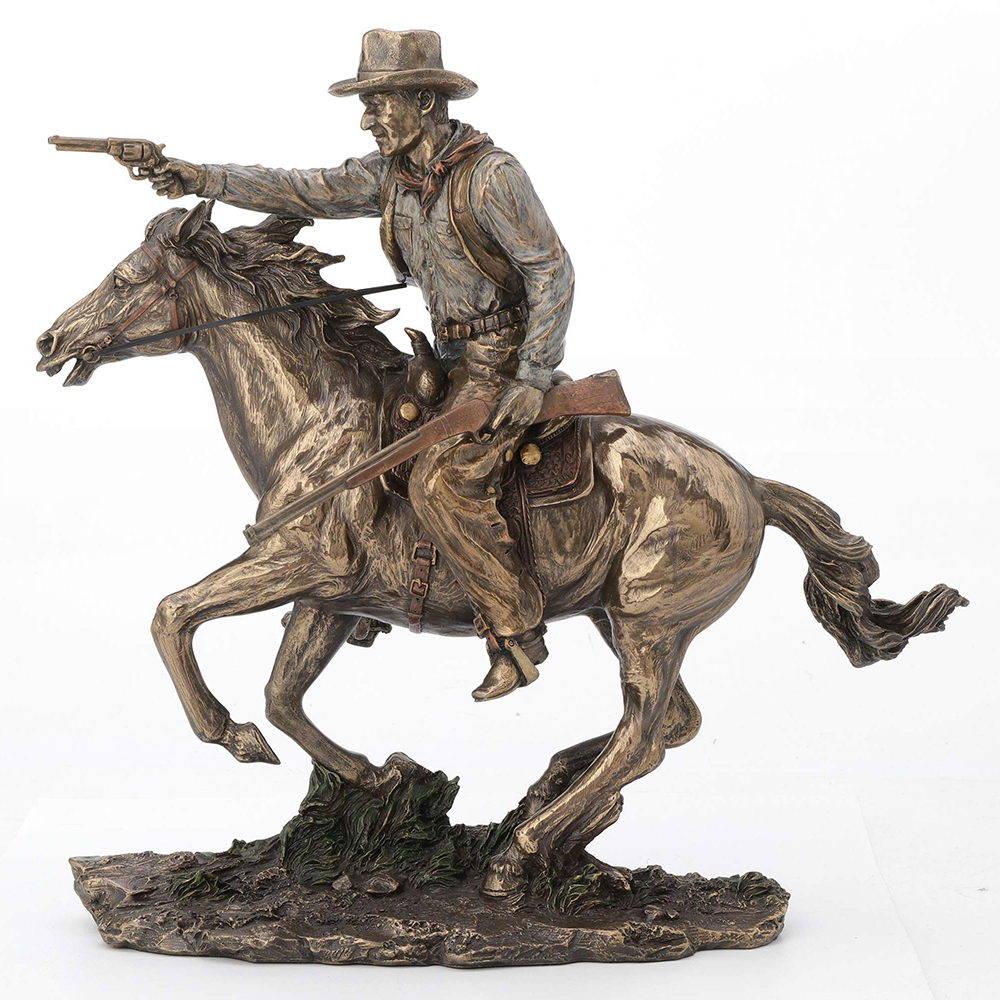 Cowboy Riding Horse Statue