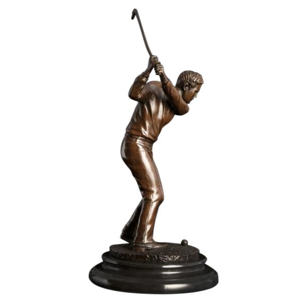 bronze golfer figurine