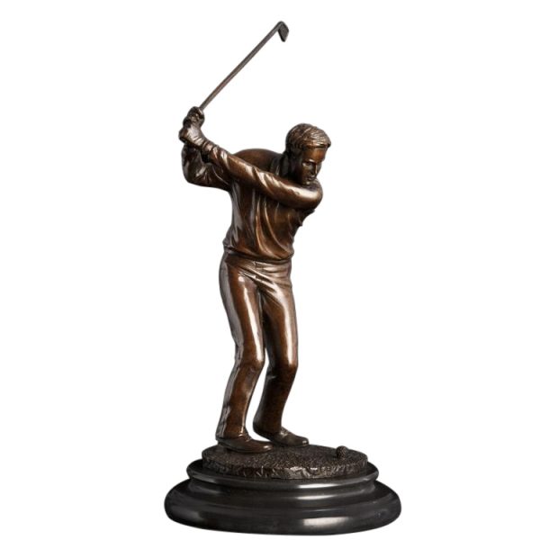 bronze golfer figurine