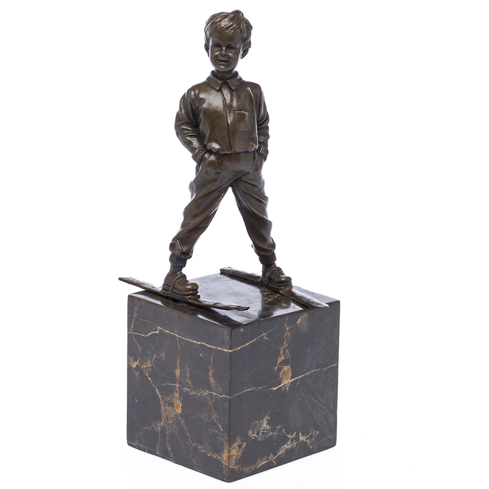 Bronze Skier Sculpture