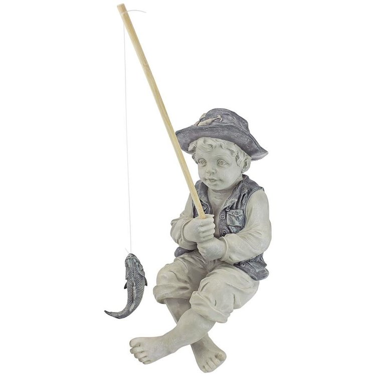 Sitting Fishing Boy Statue