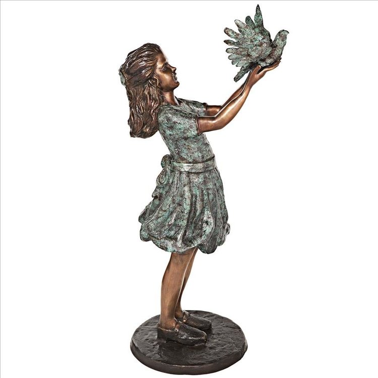 Girl With Dove Figurine Statue