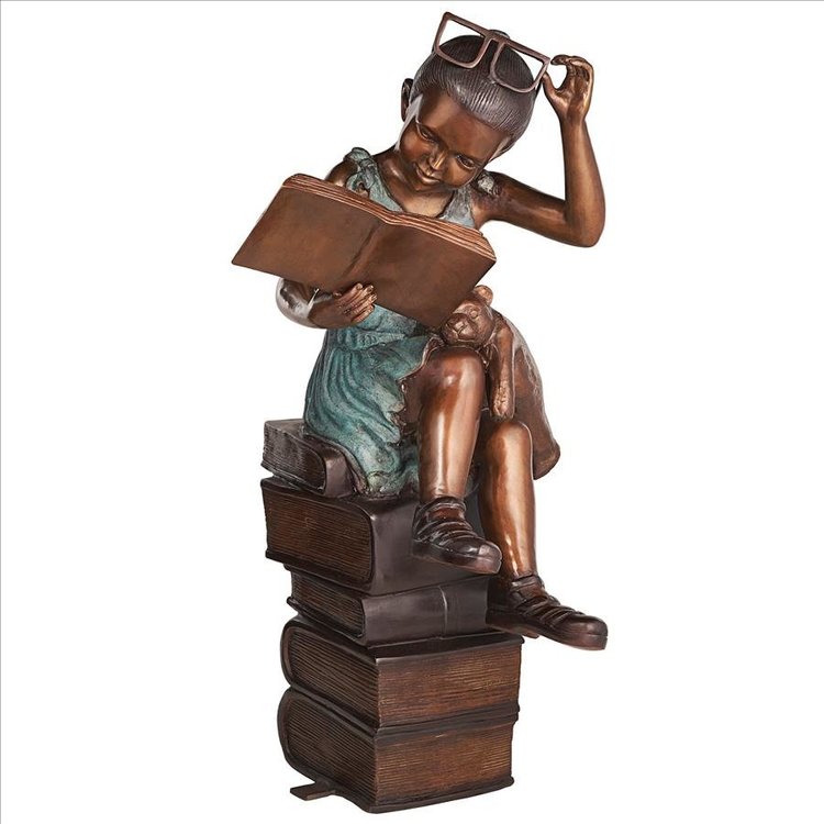 Girl Reading Bronze Statue