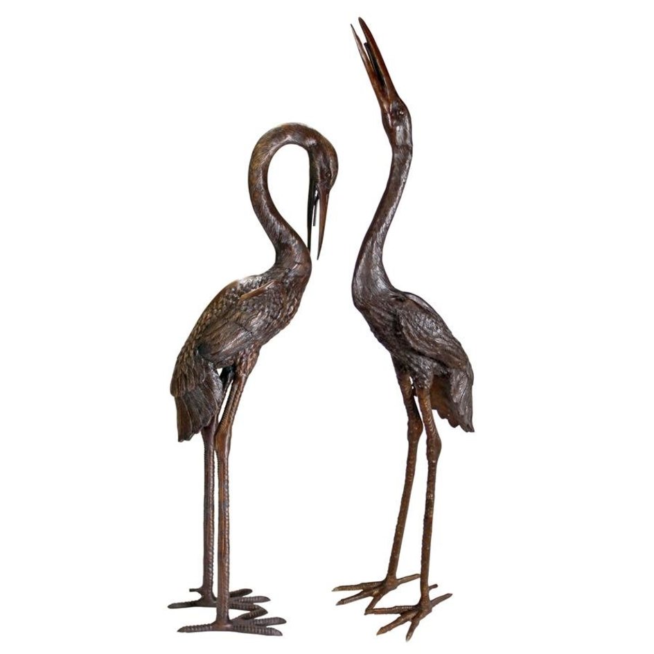 Metal Heron Garden Sculpture