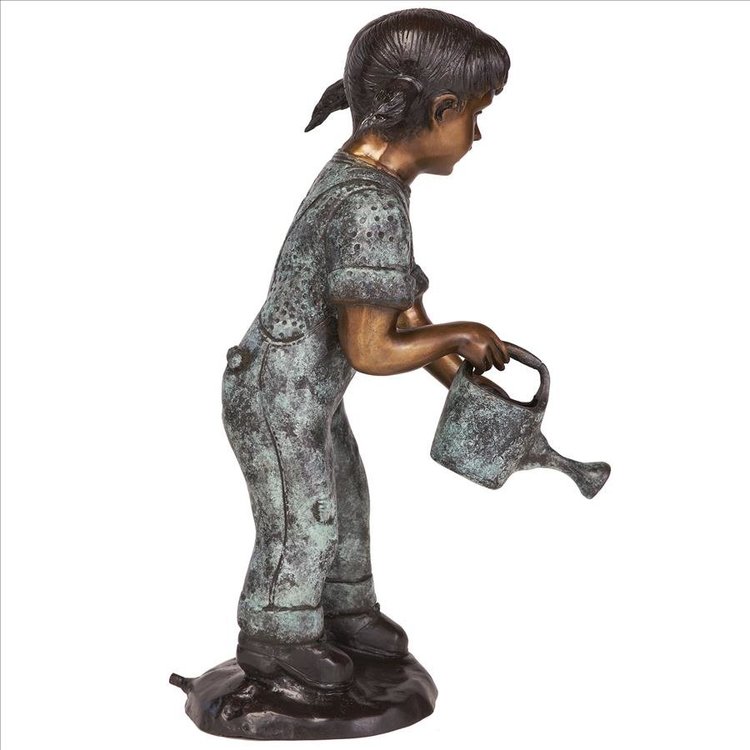 Girl Watering Flowers Statue