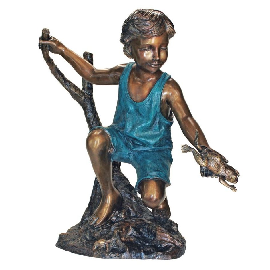Boy with Frog Statue