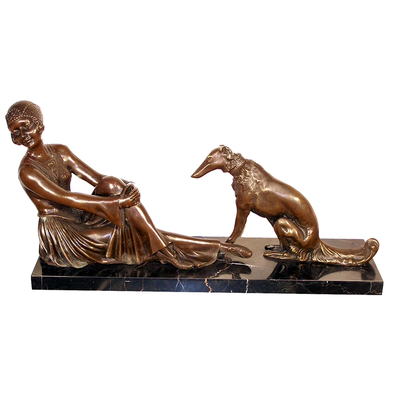 Woman With Dog Sculpture