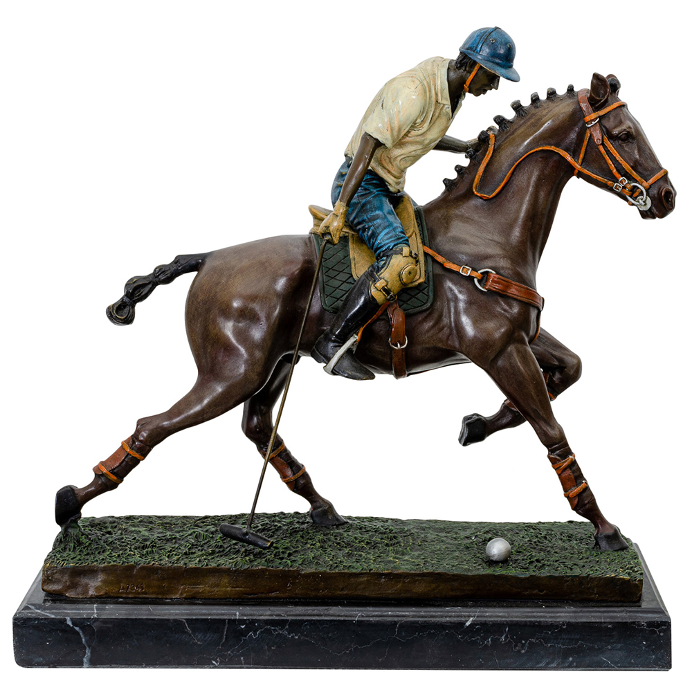 Bronze Polo Player Statue