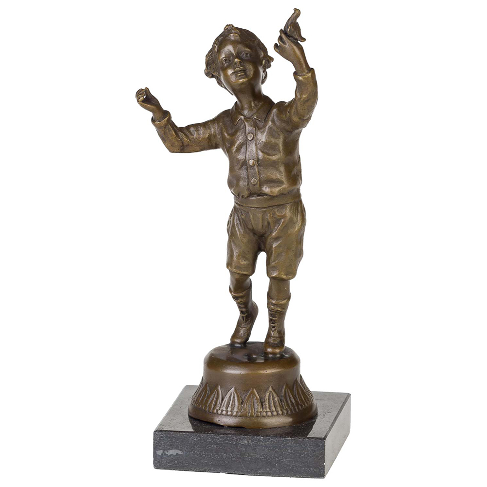 Boy With Bird Figurine