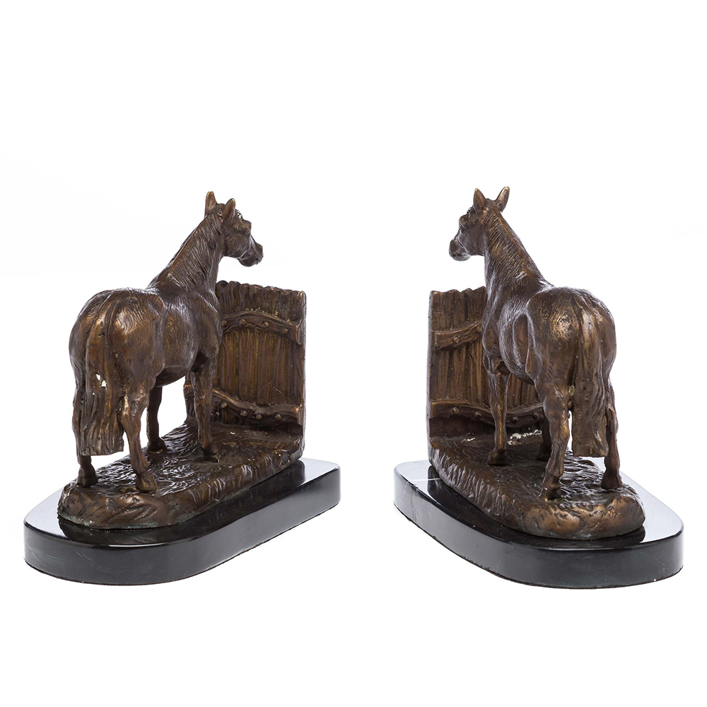 Vintage Brass Horse Bookends