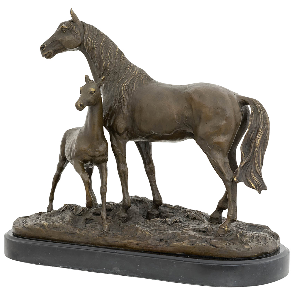 Mare And Foal Bronze Sculpture