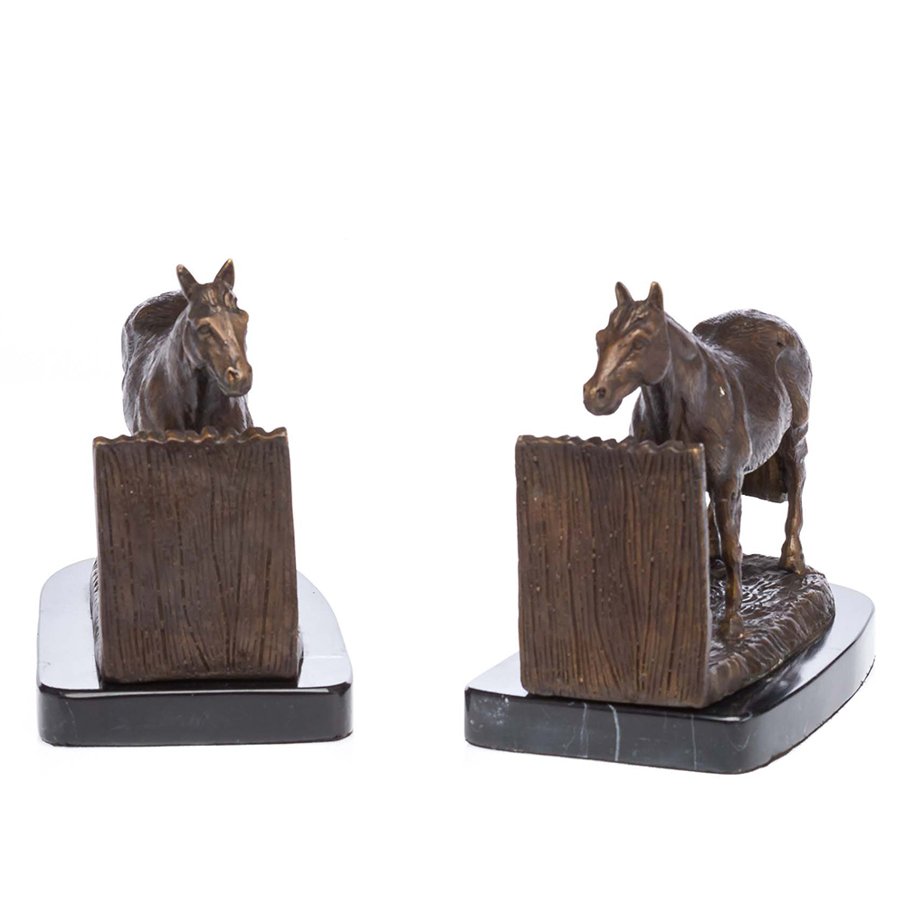 vintage brass horse bookends
