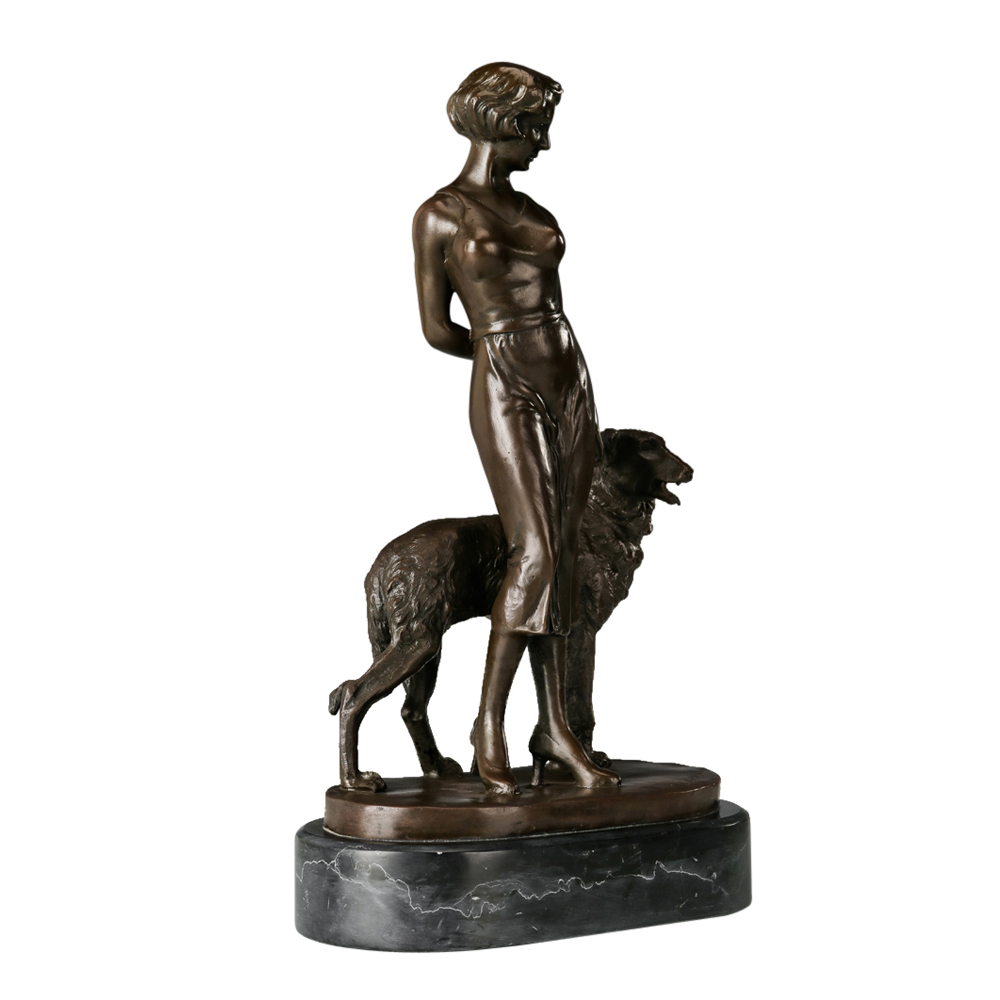 Woman With Dog Statue