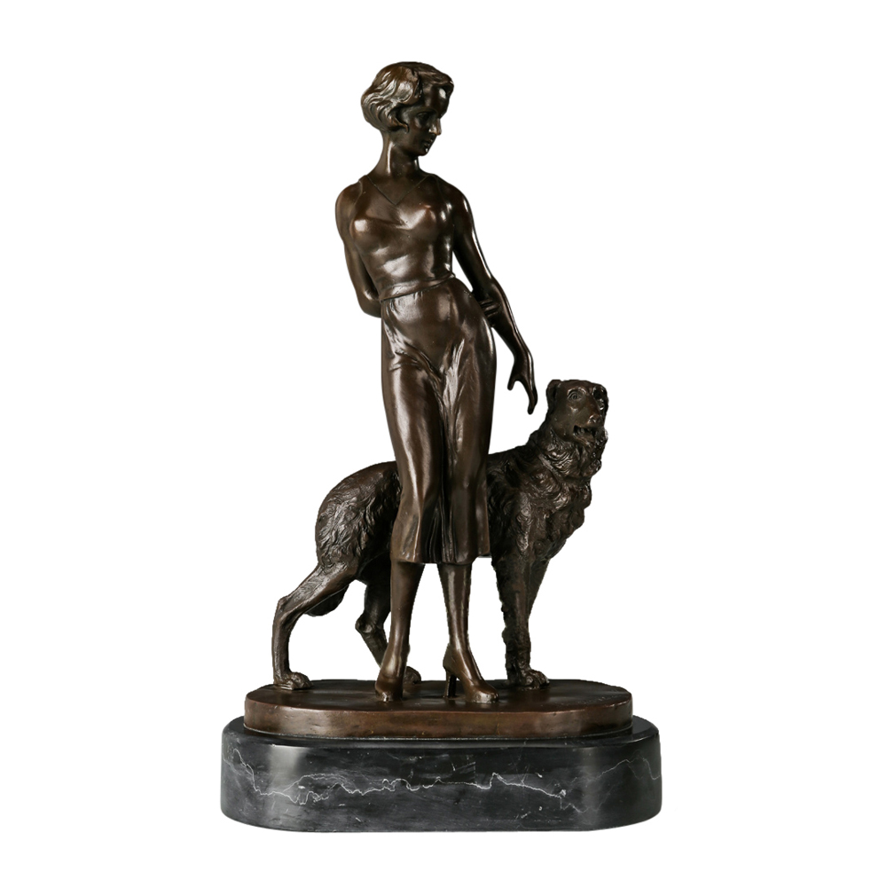 Woman With Dog Statue