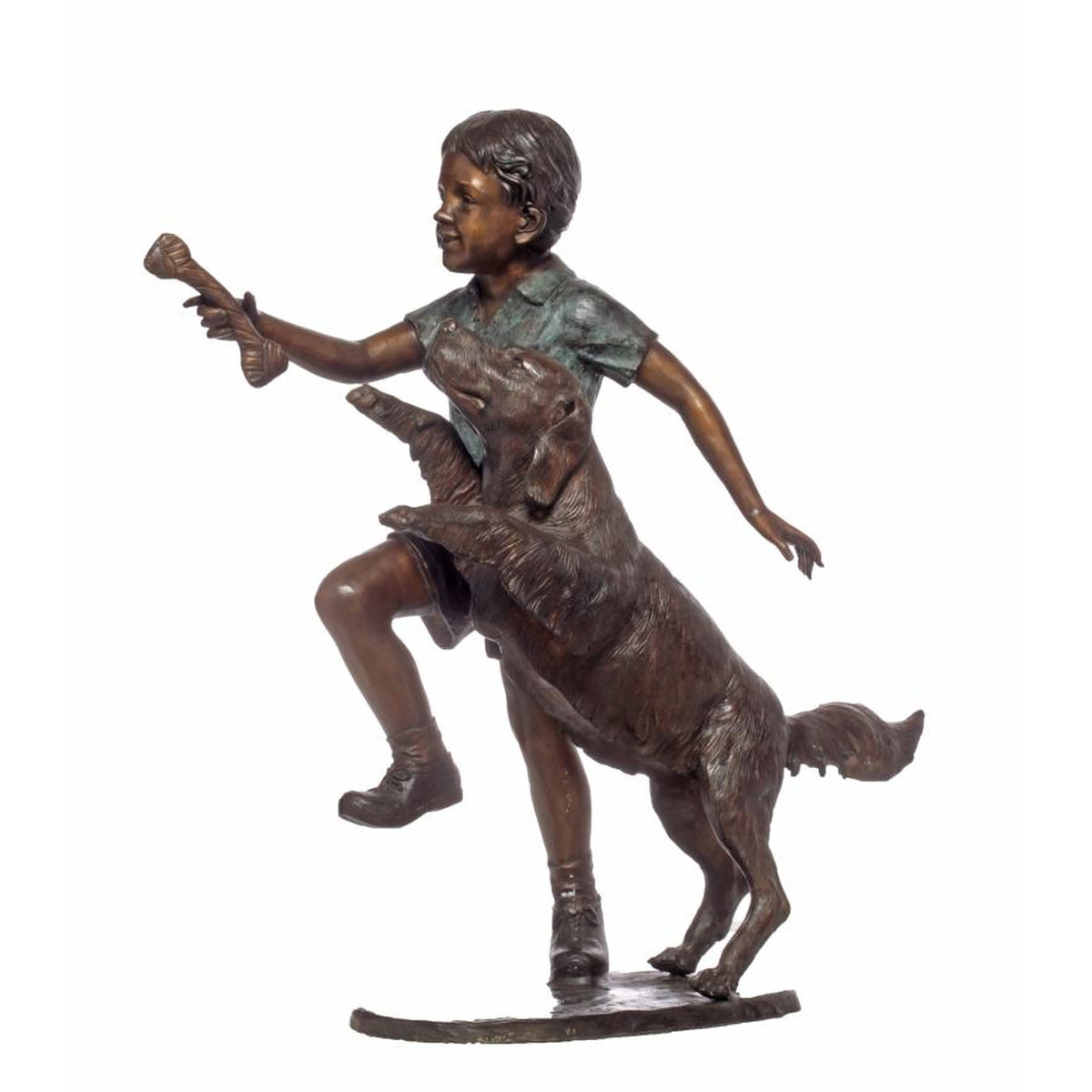 Boy With Dog Garden Statue