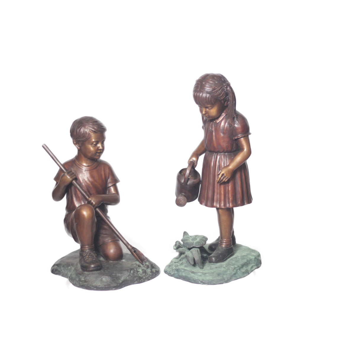bronze boy garden statues