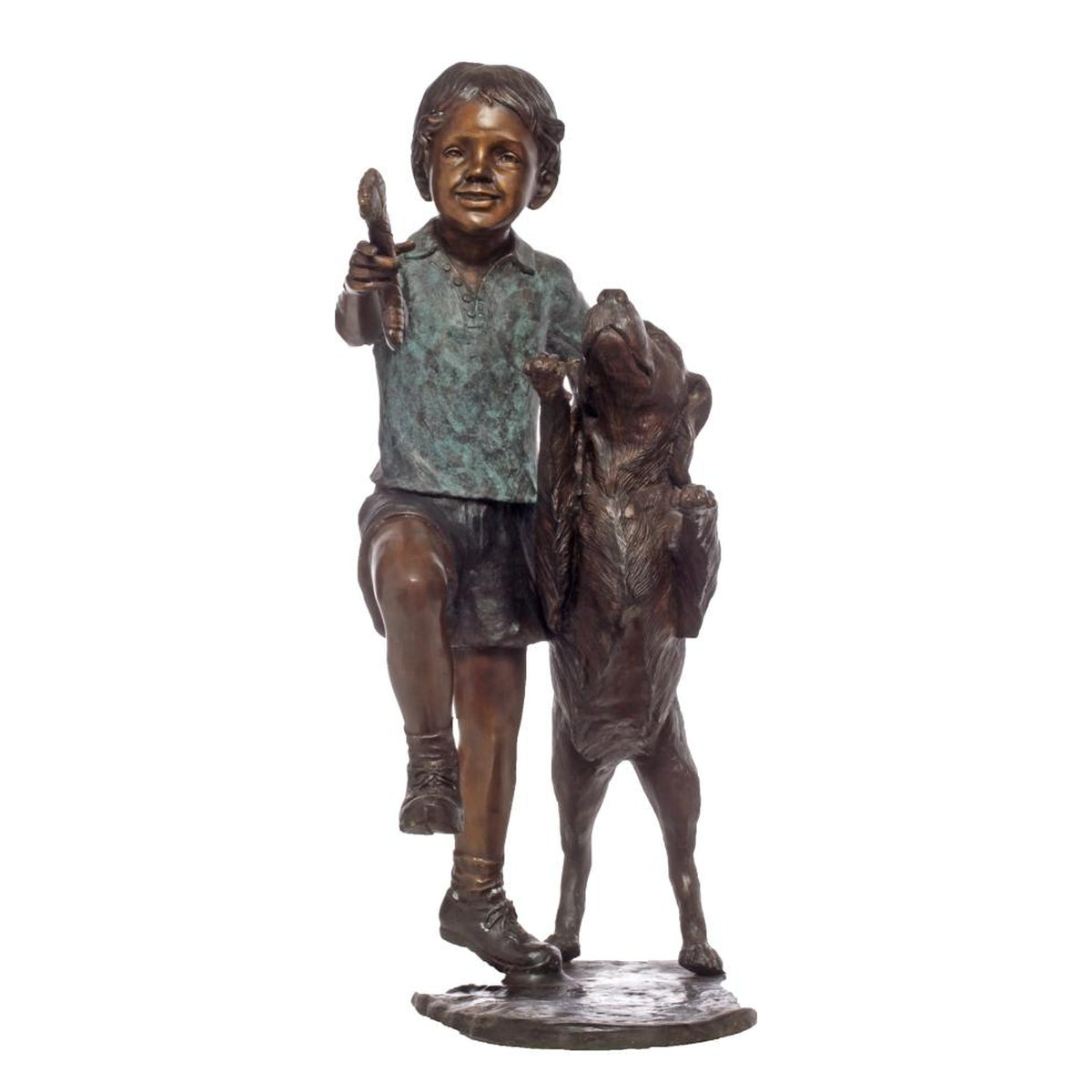 Boy With Dog Garden Statue