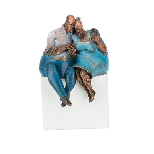 Sitting Couple Bronze Sculpture