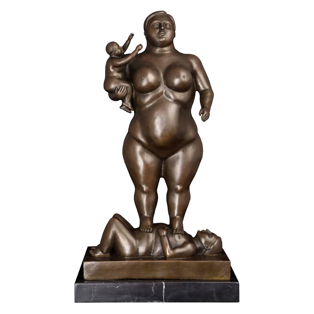 bronze fat lady sculpture