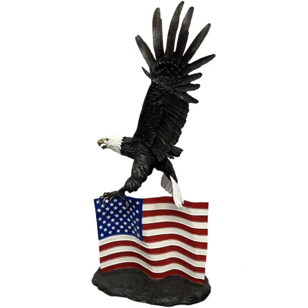 Eagle Statue with American Flag
