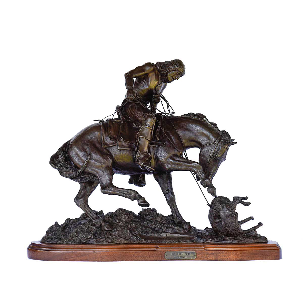 Bronze Indian on Horse Statue