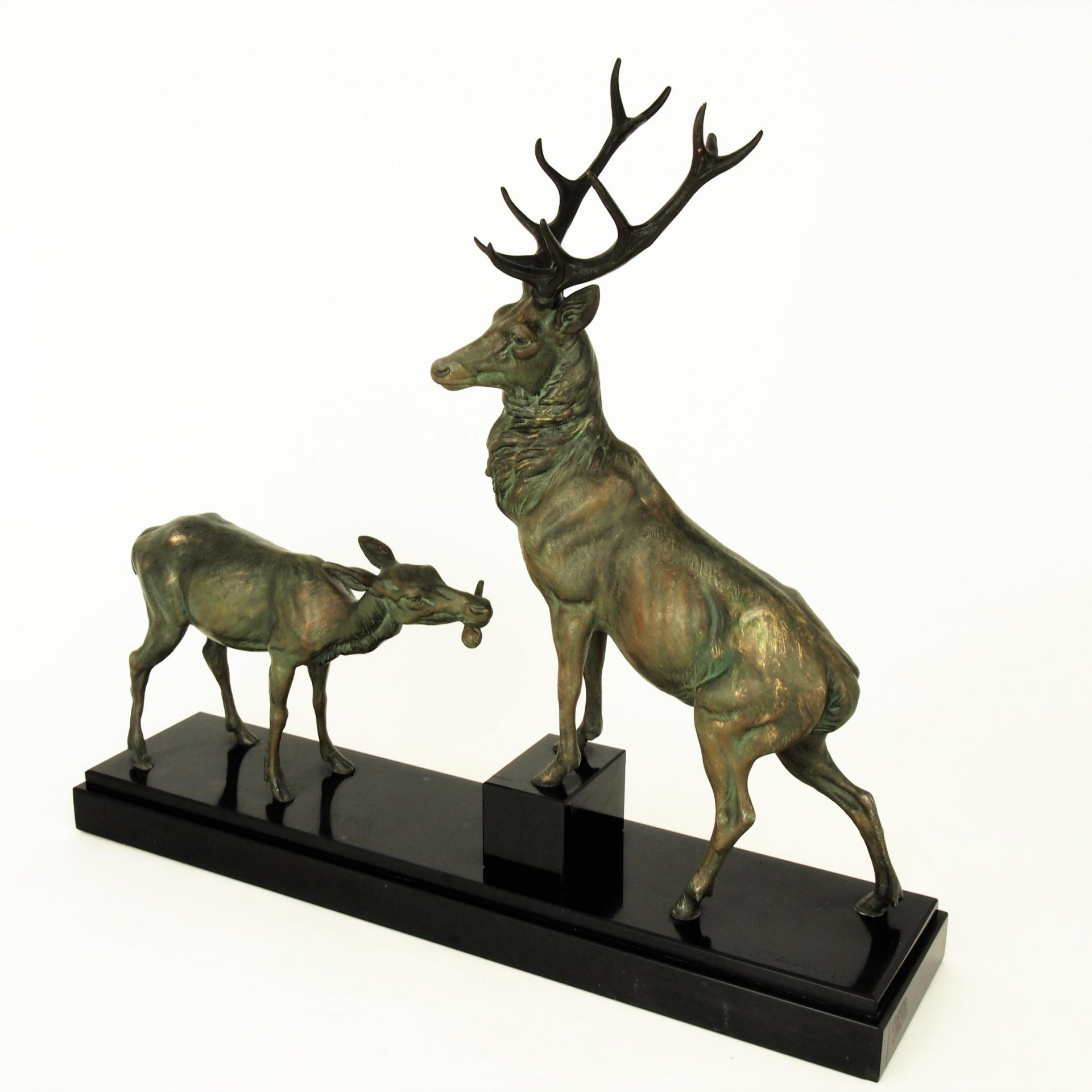 stag and doe statue