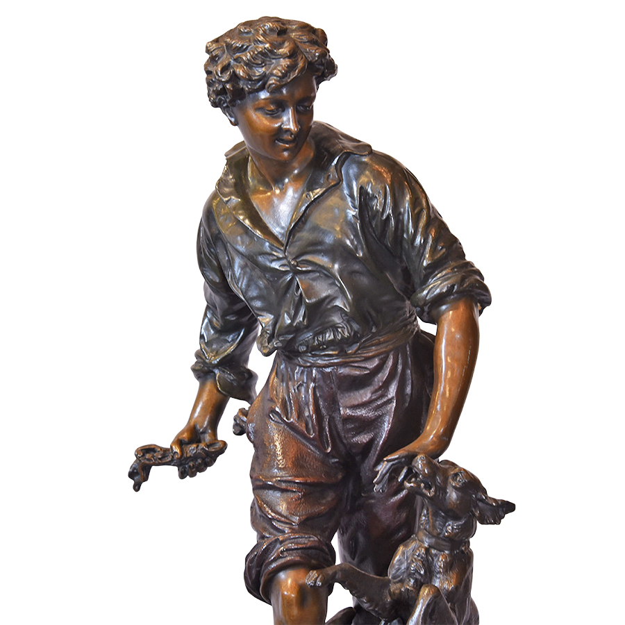 Boy With Dog Statue