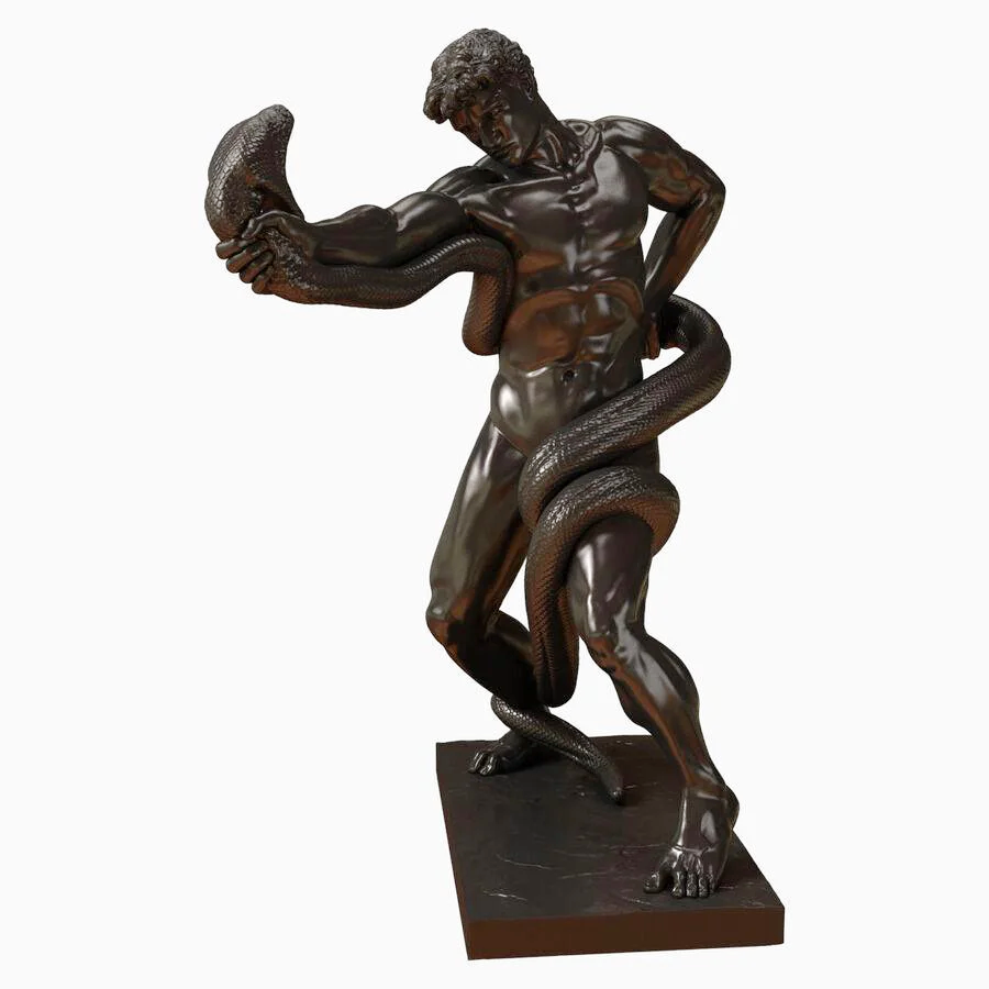 Man Holding Snake Statue