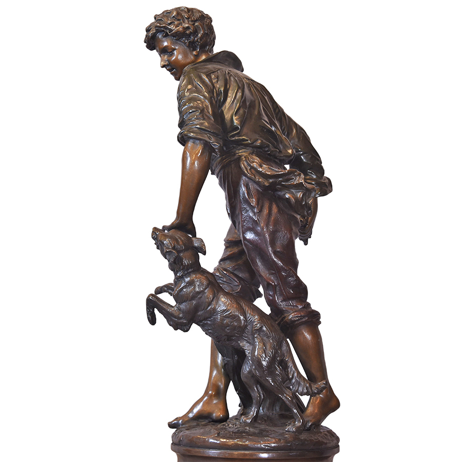 Boy With Dog Statue