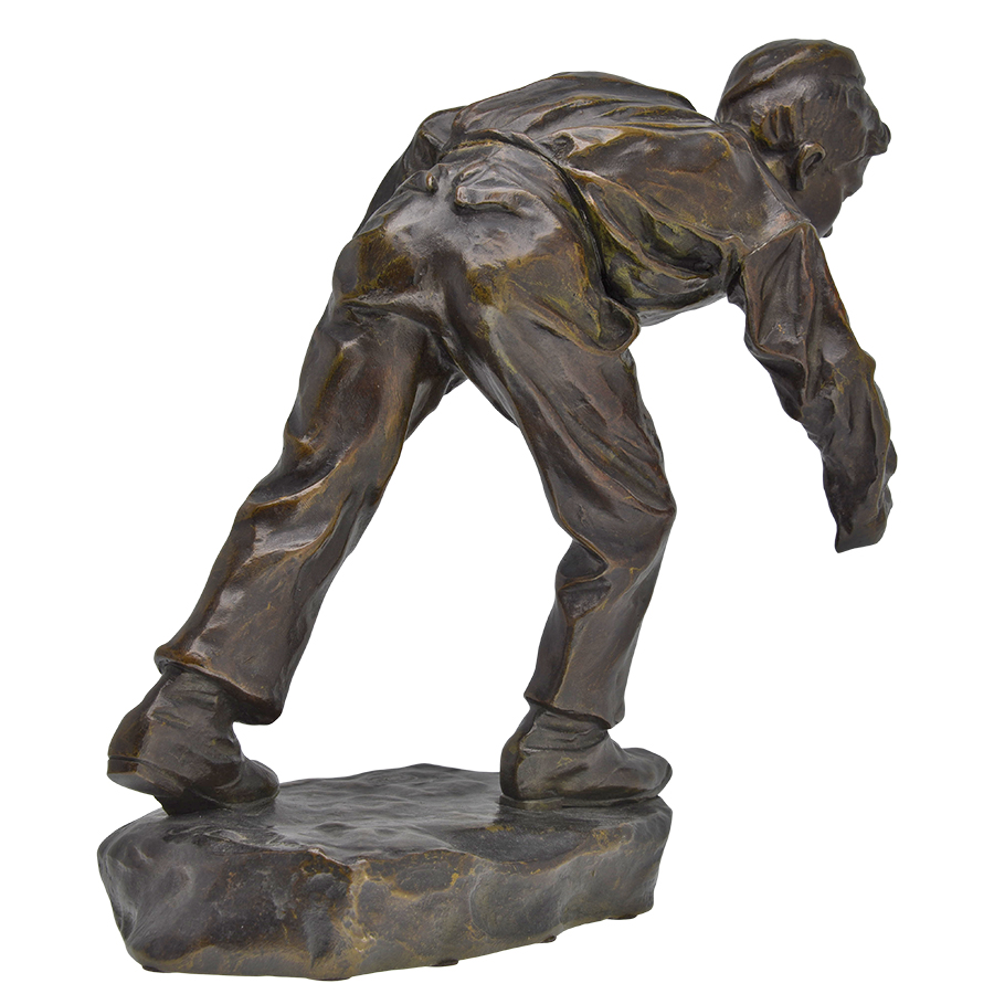 Bronze Boy Playing Game Statue