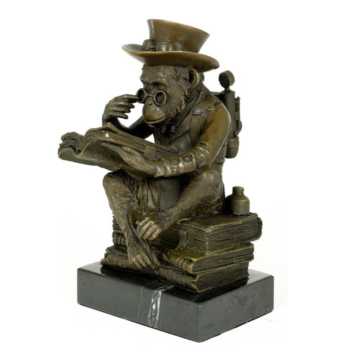 Monkey Reading Book Statue