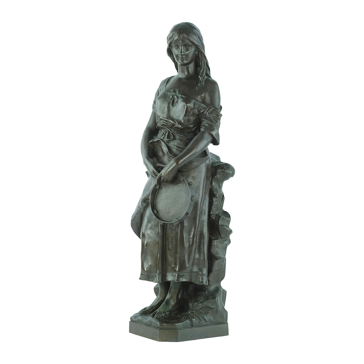 Girl With Hand Drum Statue