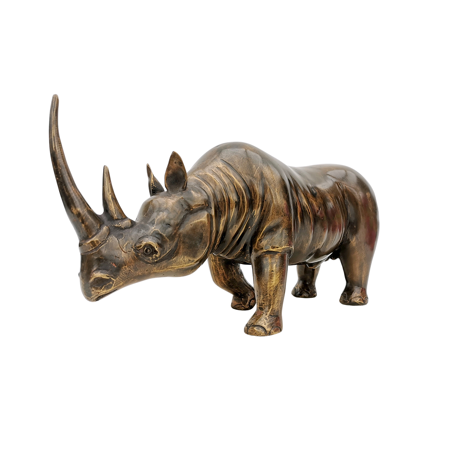 Brass Rhino Statue