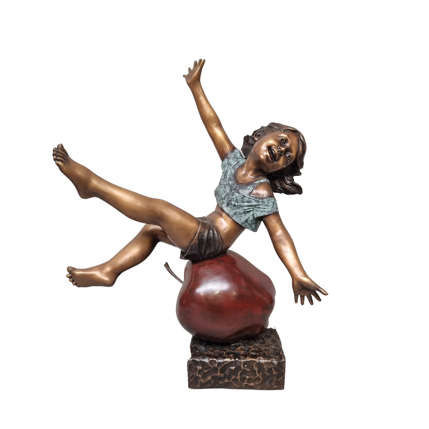Girl Sitting on an Apple Sculpture