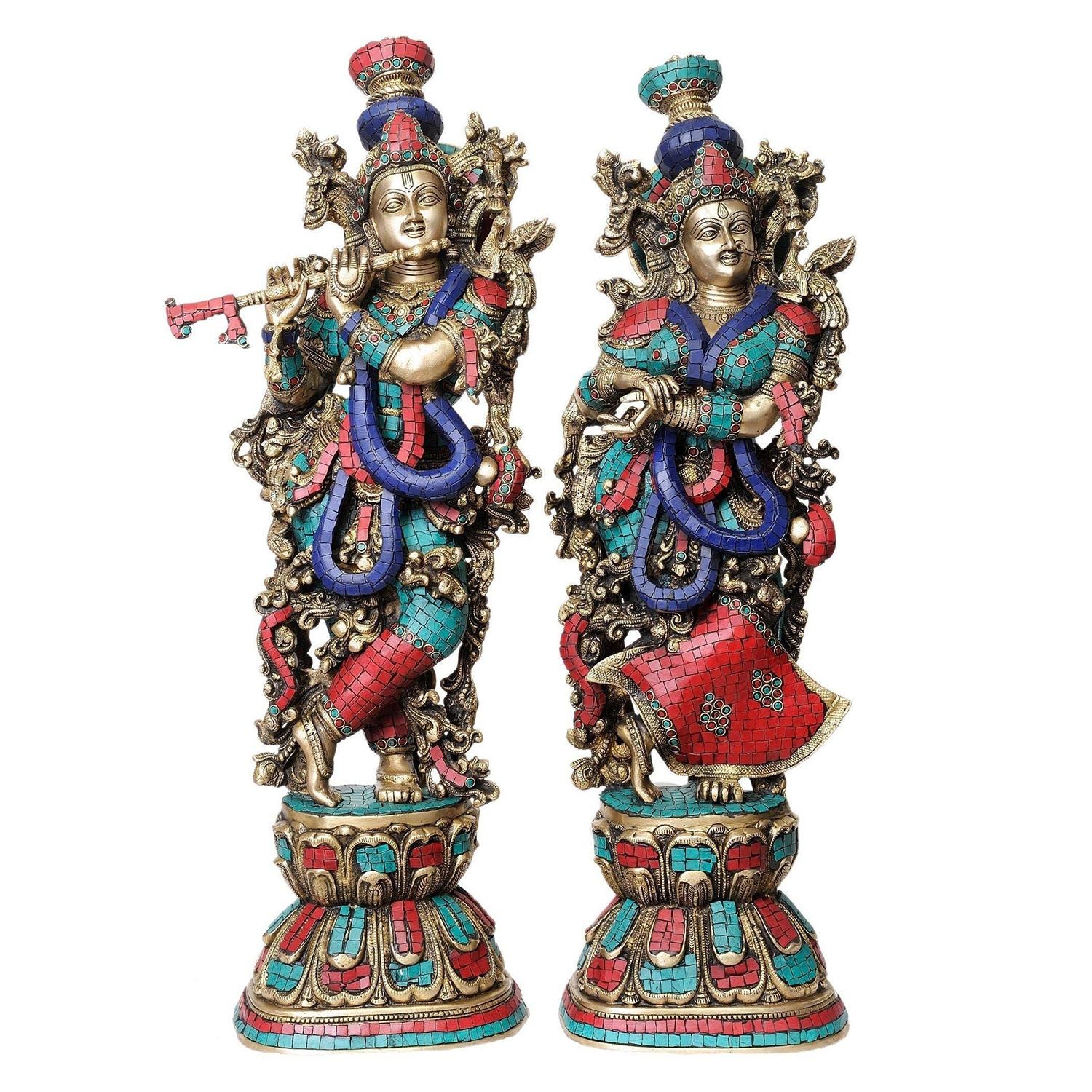 Brass Krishna Radha Statue