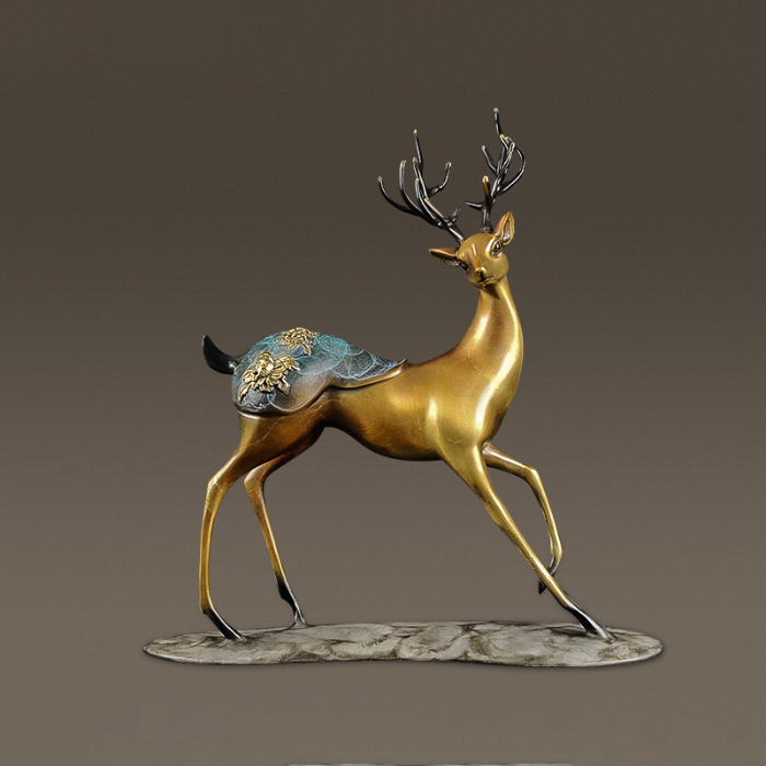 small chinese style brass deer figurines