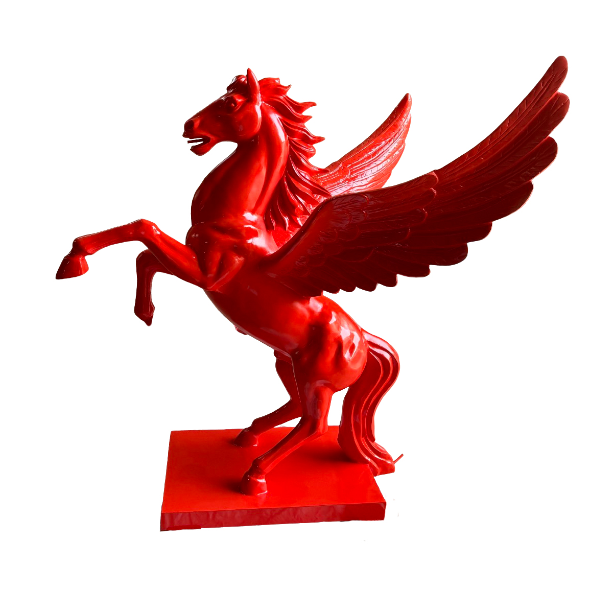 red pegasus statue