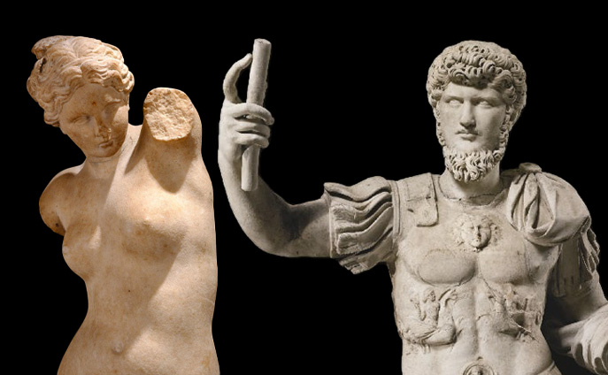 What are the major differences between Roman and Greek statues?
